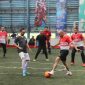 Laga pembukaan olahraga Turnamen Piala Bupati Bekasi, Tim Forkopimda berkesempatan tanding melawan Tim Futsal DPRD Kabupaten Bekasi, pada Turnamen Futsal Piala Bupati Bekasi 2025, di Deltamas Sport Center, Cikarang Pusat, Jumat (08/08/2025).