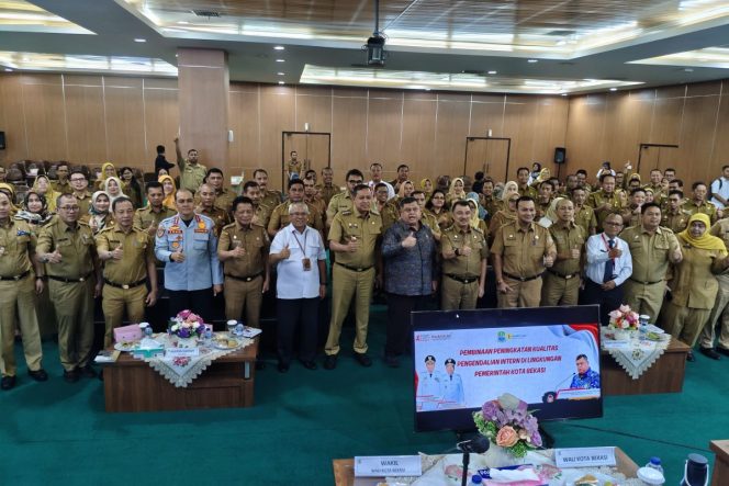 
					Pembinaan Peningkatan Kualitas Pengendalian Intern Pemkot Bekasi di Aula Nonon Sontanie, pada Selasa (05/08/2025). 