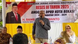 Anggota DPRD Kota Bekasi Fraksi PKS, Bambang Purwanto saat memberikan sambutan dalam acara reses di Bekasi Timur.
