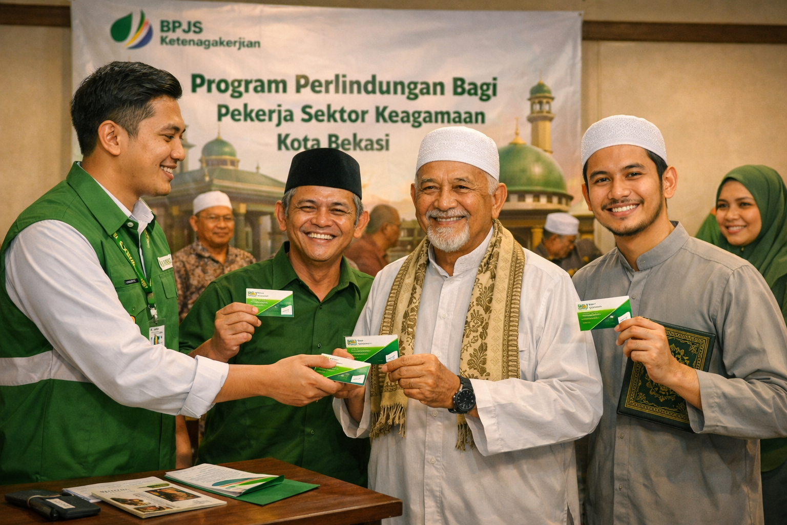 Program jaminan sosial bagi marbot, imam masjid, dan guru ngaji kerjasama DMI Kabupaten Bekasi dengan BPJS Ketenagakerjaan. Gambar Ilustrasi.